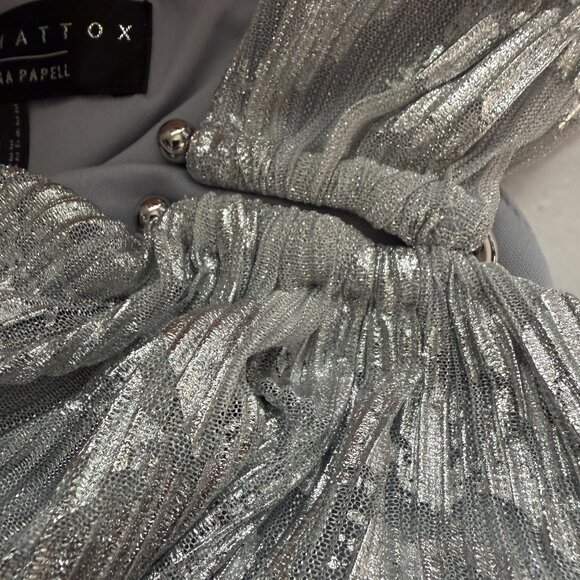 Aiden Mattox Pleated Foil Mermaid Gown NWT 2 - Picture 6 of 7